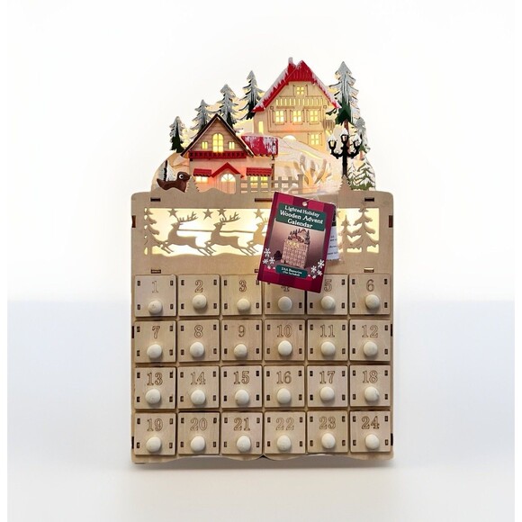 Gerson Wooden Lighted Christmas Advent Calendar New w/Minor Flaws - Picture 1 of 8